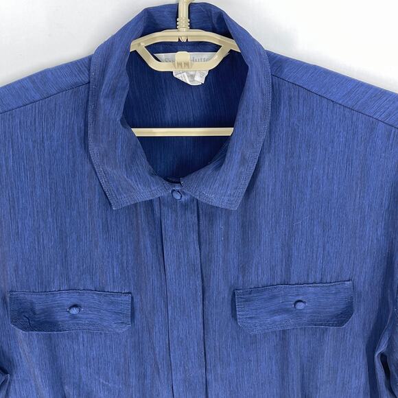 Susan Hutton Womens Top Blouse Plus 20W Blue Classic Minimalist Neutral Office - Picture 6 of 6